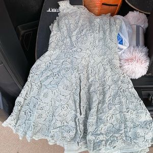 Teal laced knee length mini dress